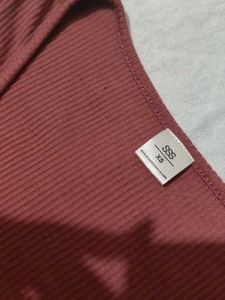 Combo- Burgundy &amp; Pink Ribbed Tee Set