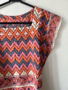 Peach and Pink Patterned Kurta