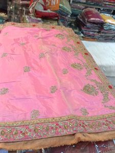 Elegant Pink Embroidered Saree (Minor Issue)