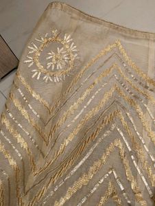 Golden Skirt And Dupatta Set With Gota Work