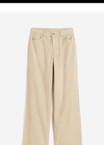 h&m Beige Wide Leg Corduroy Pants
