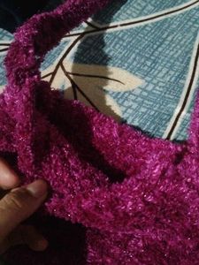 Dark pink Fuzzy knitted Handbag handmade