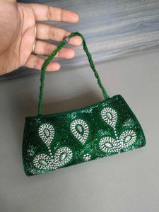 Green Beaded Clutch