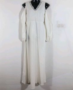 White Cold-Shoulder Maxi Dress
