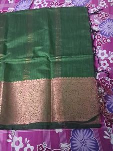 Emerald Green Saree with Gold Border