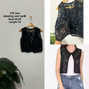 Y2K Lace Detailing Top