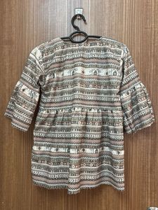 Hues of Brown and Green Patterned Top