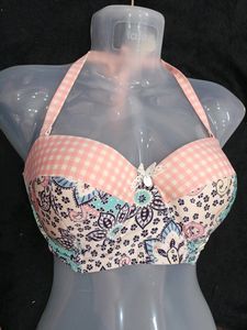 Floral and Gingham Halter Bra