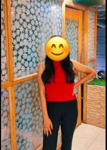 Casual Red Halter Neck Summer Top