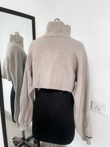 Cropped Turtleneck Knit Sweater