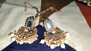 Mirror &amp; Pearl Drop Earrings