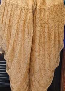 Blue And Gold Salwar Set With Net  Dupatta