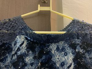 Smocked Blue Printed Top