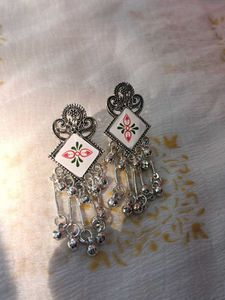 Ethnic Silver Dangle Earrings