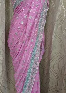 sequin work saree
