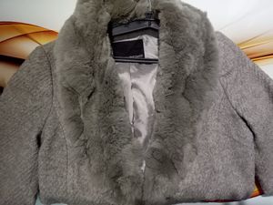Elegant Grey Faux Fur Jacket