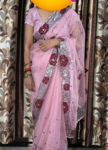 Pink Embroidered Saree