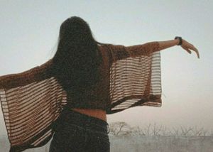 Brown Striped Open Front cape top