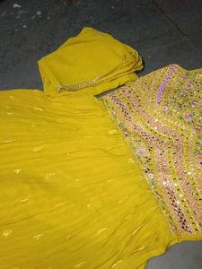 Mustard Embroidered Anarkali