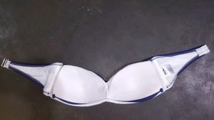 Striped Bandeau Bikini Top - Blue &amp; White
