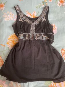 Black Embroidered Tank Top