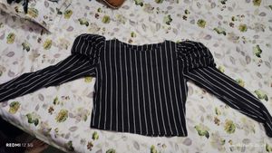 Striped Puff Sleeve Top