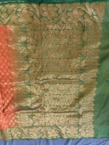 Orange &amp; Gold Brocade Saree