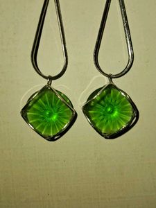 Green Teardrop Dangle Earrings
