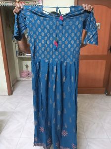Long Gown Type Golden Embroidery Kurti