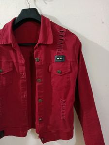 Cherry Red Denim Jacket For Layer Up 🍒