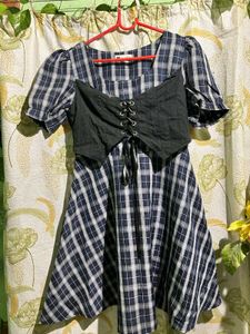 Plaid Mini Dress with Corset