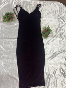 Burgundy Velvet Midi Dress