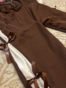 Brown Ribbon Accent Pants