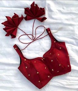 Red Embellished Saree Blouse