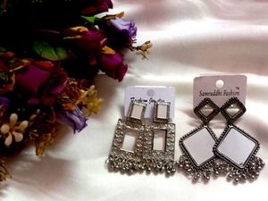 Mirror Oxidized Earrings- Combo Of 2