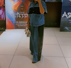 Denim &amp; Mesh Co-ord Set