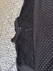 Black Top- Net in Back Side- Polka Dots