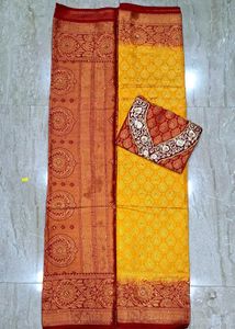 Elegant Yellow &amp; Red Saree