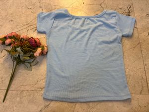 Cute Blue Ribbed Top