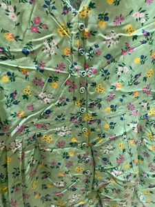 Women Green &amp; Yellow Floral Printed Fit and Flare