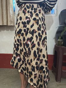Leopard Print Wrap Skirt
