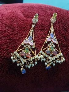 Jadau Stone Pearl Earrings Worn 1,2 Times Only