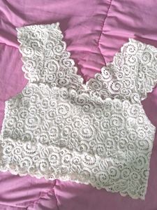 Off White Full Lace Cropped Top