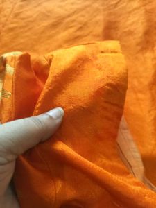 Orange Silk Saree with Gold Details