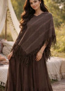 Fringed Brown Poncho