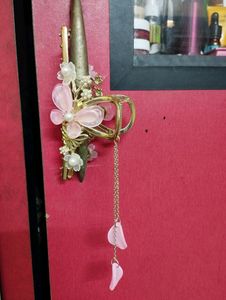 Pink Butterfly Metallic Hair Claw Clip