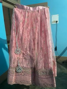 Baby Pink Lehenga With Duppata And Stitched Blouse