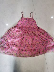 Floral Print Baby Pink Short Dress