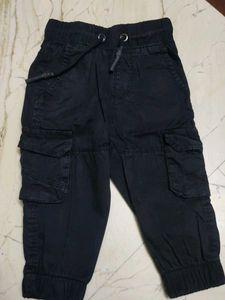 Boys Black Cargo Capri