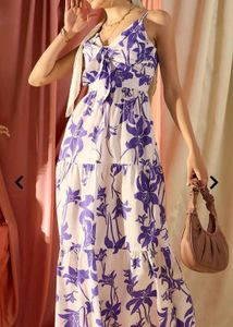 Floral Print Tiered Midi Dress